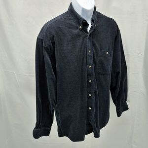 ENRO Traditions Men's Navy Blue Textured Dobby Cotton Shirt - Large